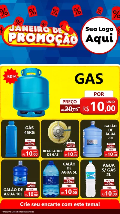 Modelo de Rede Social para Stories com o tema Janeiro de Promoção para Água e gás