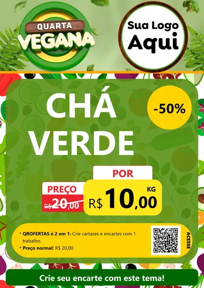 Modelo de Cartaz para Cartaz A4 Vertical com o tema Quarta Vegana para Produtos Naturais