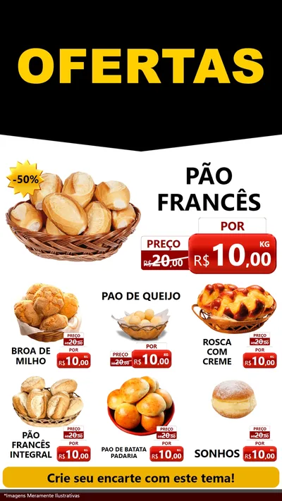 Modelo de Rede Social para Stories com o tema Ofertas Preto e Vermelho Cartaz para Padaria