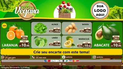 Modelo de TV para TV Horizontal com o tema Segunda Vegana para Hortifrúti