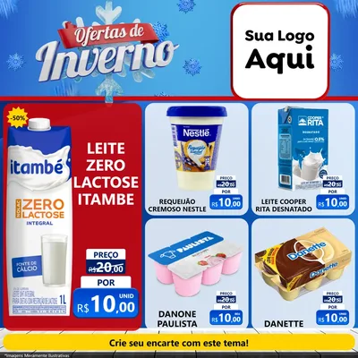 Modelo de Rede Social para Feed Facebook com o tema Ofertas de Inverno para Frios e Laticínios