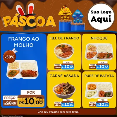 Modelo de Rede Social para Feed Facebook com o tema Páscoa para Restaurante
