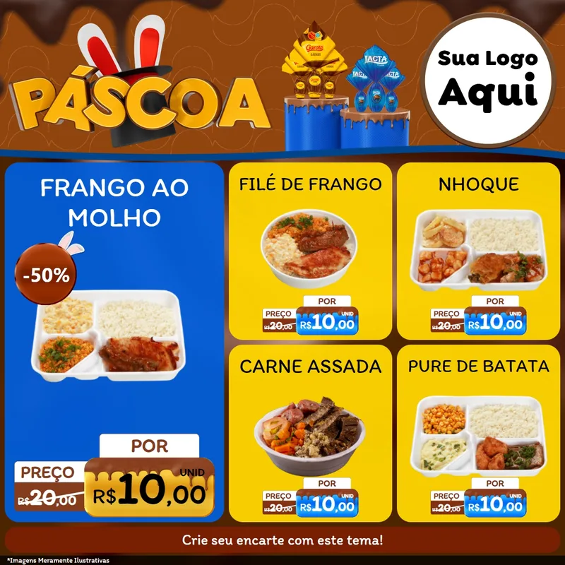 Modelo de Rede Social para Feed Facebook com o tema Páscoa para Restaurante
