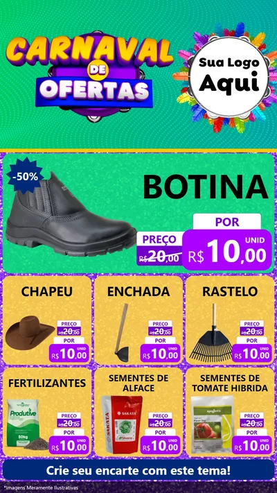 Modelo de Rede Social para Stories com o tema Carnaval de Ofertas para Agropecuária