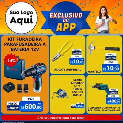 Modelo de Rede Social para Feed Facebook com o tema Exclusivo do Aplicativo para Maquinas e Ferramentas