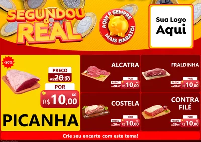 Modelo de Encarte para Encarte A4 Horizontal com o tema Segundou do Real para Açougue