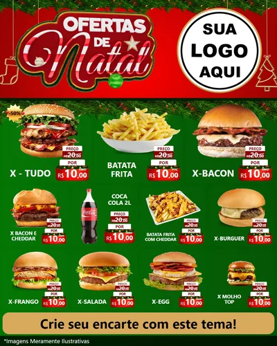 Modelo de Rede Social para Feed Instagram com o tema Ofertas de Natal para Hamburgueria