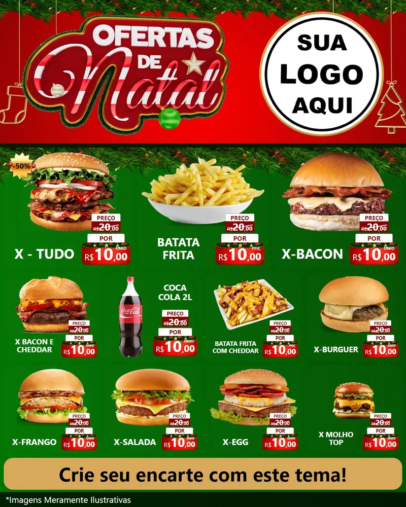 Modelo de Rede Social para Feed Instagram com o tema Ofertas de Natal para Hamburgueria