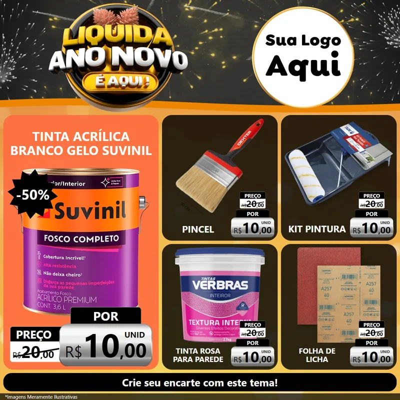 Modelo de Rede Social para Feed Facebook com o tema Liquida Ano Novo É Aqui! para Tintas e Ferramentas