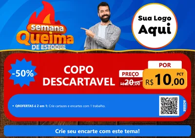 Modelo de Cartaz para Cartaz A4 Horizontal com o tema Semana Queima de Estoque para Embalagens