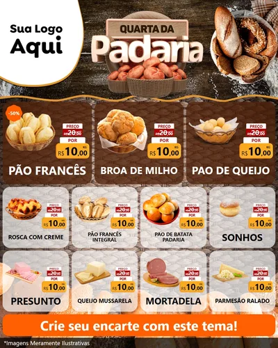 Modelo de Rede Social para Feed Instagram com o tema Quarta da Padaria para Padaria
