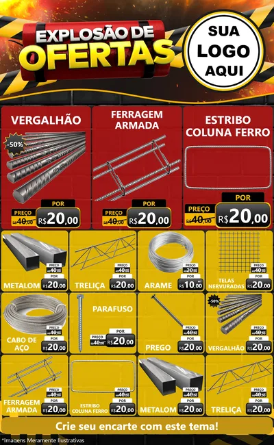 Modelo de Encarte para Encarte Grande com o tema Explosão de Ofertas para Ferragens