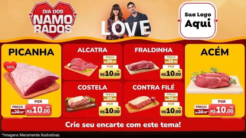Modelo de TV para TV Horizontal com o tema Dia dos Namorados para Açougue