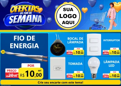 Modelo de Encarte para Encarte A4 Horizontal com o tema Ofertas de Fim de Semana para Materiais Elétricos