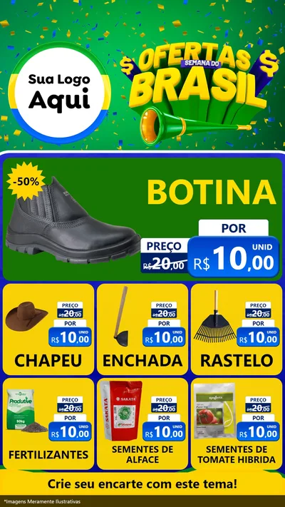 Modelo de Rede Social para Stories com o tema Ofertas Semana do Brasil para Agropecuária