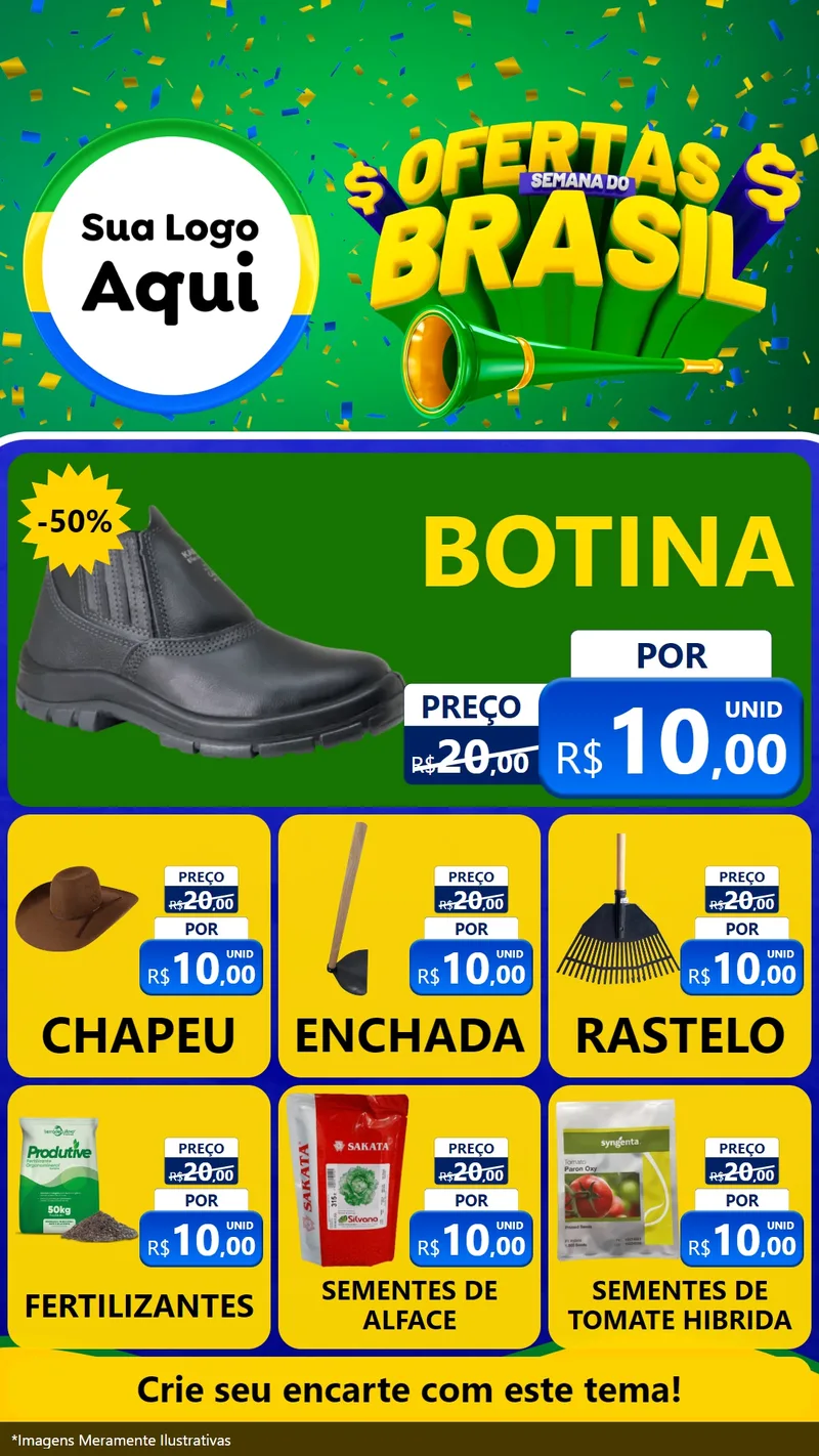 Modelo de Rede Social para Stories com o tema Ofertas Semana do Brasil para Agropecuária