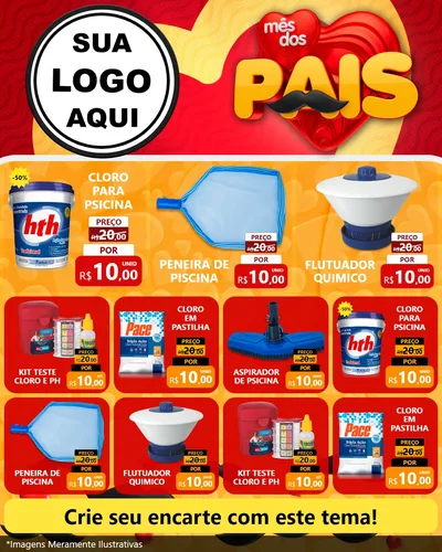 Modelo de Rede Social para Feed Instagram com o tema Mês Dos Pais para Produtos para Piscina