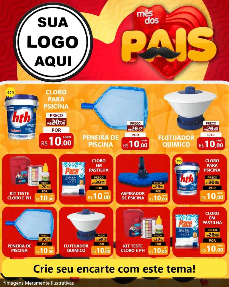 Modelo de Rede Social para Feed Instagram com o tema Mês Dos Pais para Produtos para Piscina