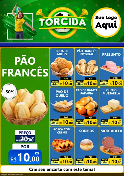 Modelo de Encarte para Encarte A4 Vertical com o tema Torcida para Padaria