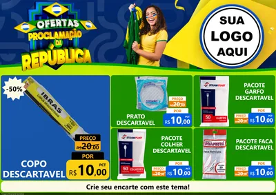 Modelo de Encarte para Encarte A4 Horizontal com o tema Ofertas Proclamação da República para Embalagens