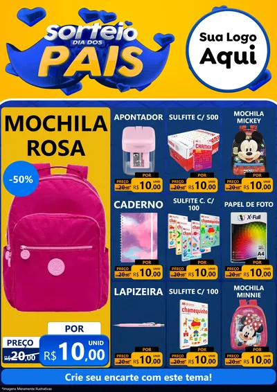 Modelo de Encarte para Encarte A4 Vertical com o tema Sorteio Dia dos Pais para Papelaria