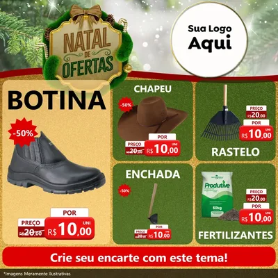 Modelo de Rede Social para Feed Facebook com o tema Ofertas de Natal para Agropecuária