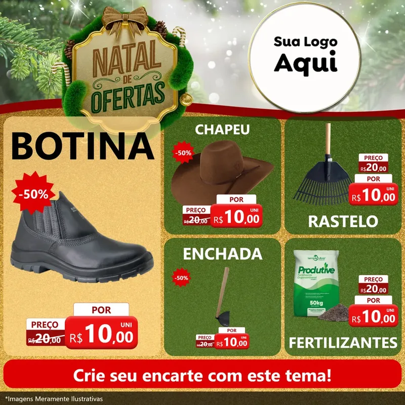 Modelo de Rede Social para Feed Facebook com o tema Ofertas de Natal para Agropecuária
