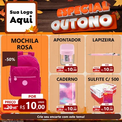 Modelo de Rede Social para Feed Facebook com o tema Especial Outono para Papelaria