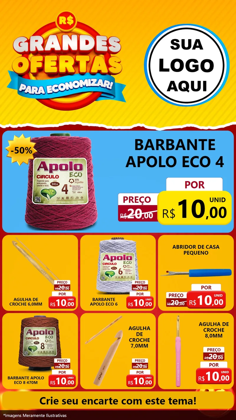 Modelo de Rede Social para Stories com o tema Grandes Ofertas Para Economizar! para Armarinho e Aviamentos