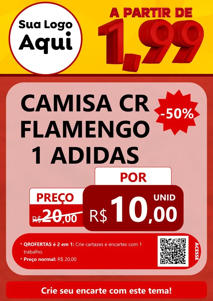 Modelo de Cartaz para Cartaz A4 Vertical com o tema A Partir de Um e Noventa e Nove - 1,99 para Roupas e acessórios