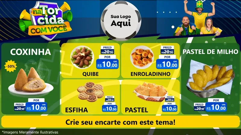 Modelo de TV para TV Horizontal com o tema Na Torcida Com Você - Copa para Salgadaria