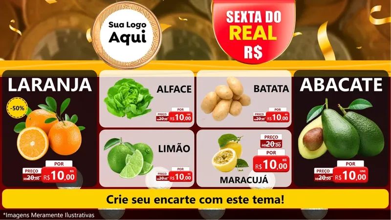 Modelo de TV para TV Horizontal com o tema Sexta do Real para Hortifrúti