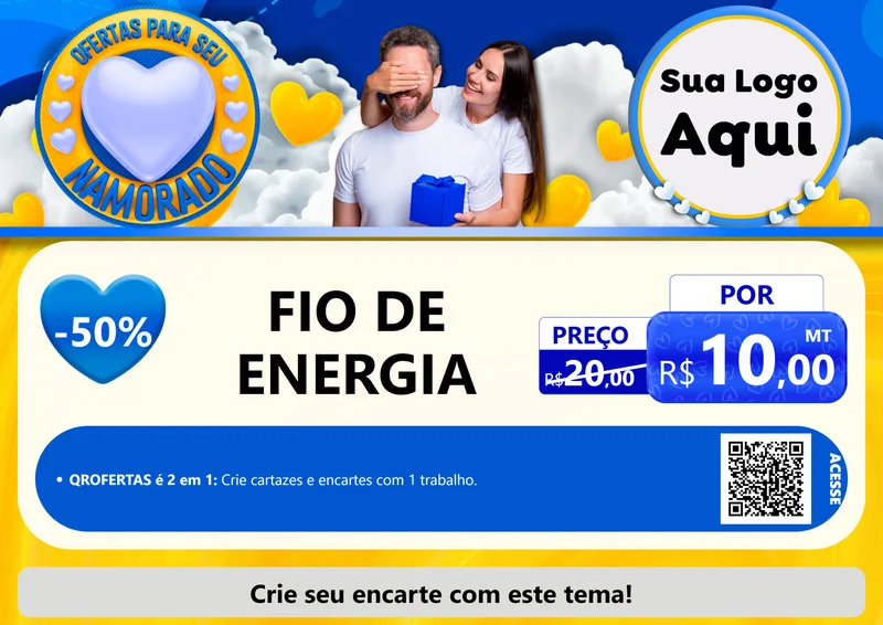 Modelo de Cartaz para Cartaz A4 Horizontal com o tema Ofertas Para Seu Namorado para Materiais Elétricos