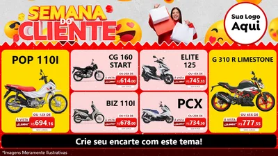 Modelo de TV para TV Horizontal com o tema Semana do Cliente para Concessionaria de Motos