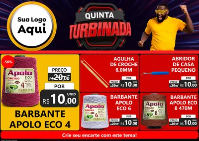 Modelo de Encarte para Encarte A4 Horizontal com o tema Quinta Turbinada para Armarinho e Aviamentos