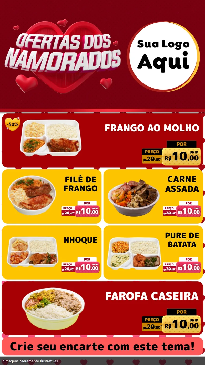 Modelo de TV para TV Vertical com o tema Ofertas Dos Namorados para Restaurante
