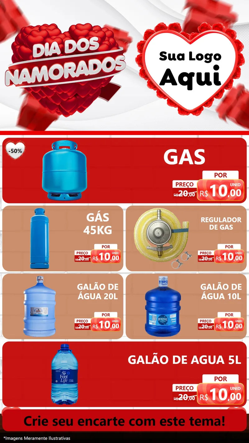 Modelo de TV para TV Vertical com o tema Dia dos Namorados para Água e gás