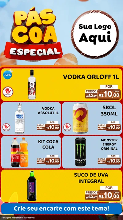 Modelo de TV para TV Vertical com o tema Páscoa Especial para Distribuidora de bebidas