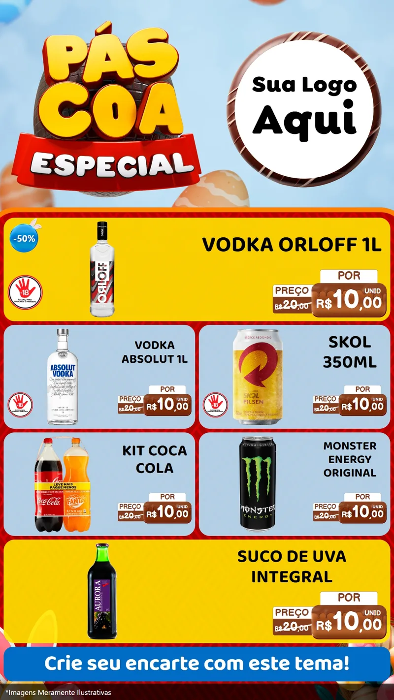 Modelo de TV para TV Vertical com o tema Páscoa Especial para Distribuidora de bebidas