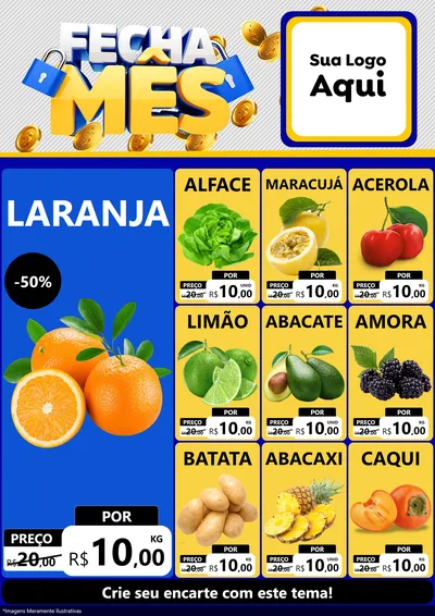 Modelo de Encarte para Encarte A4 Vertical com o tema Fecha Mês para Hortifrúti