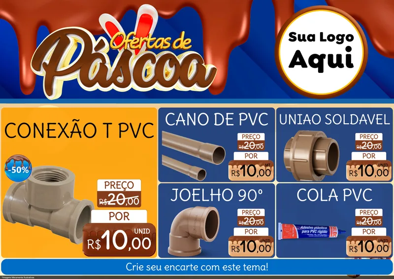 Modelo de Encarte para Encarte A4 Horizontal com o tema Ofertas de Páscoa para Tubos e conexões