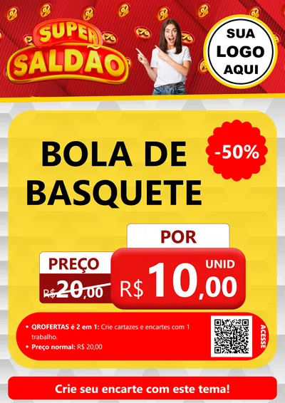 Modelo de Cartaz para Cartaz A4 Vertical com o tema Super Saldão para Artigos Esportivos