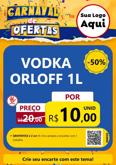 Modelo de Cartaz para Cartaz A4 Vertical com o tema Carnaval de Ofertas para Distribuidora de bebidas