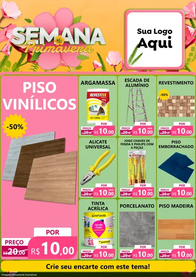 Modelo de Encarte para Encarte A4 Vertical com o tema Semana da Primavera para Material para Construção