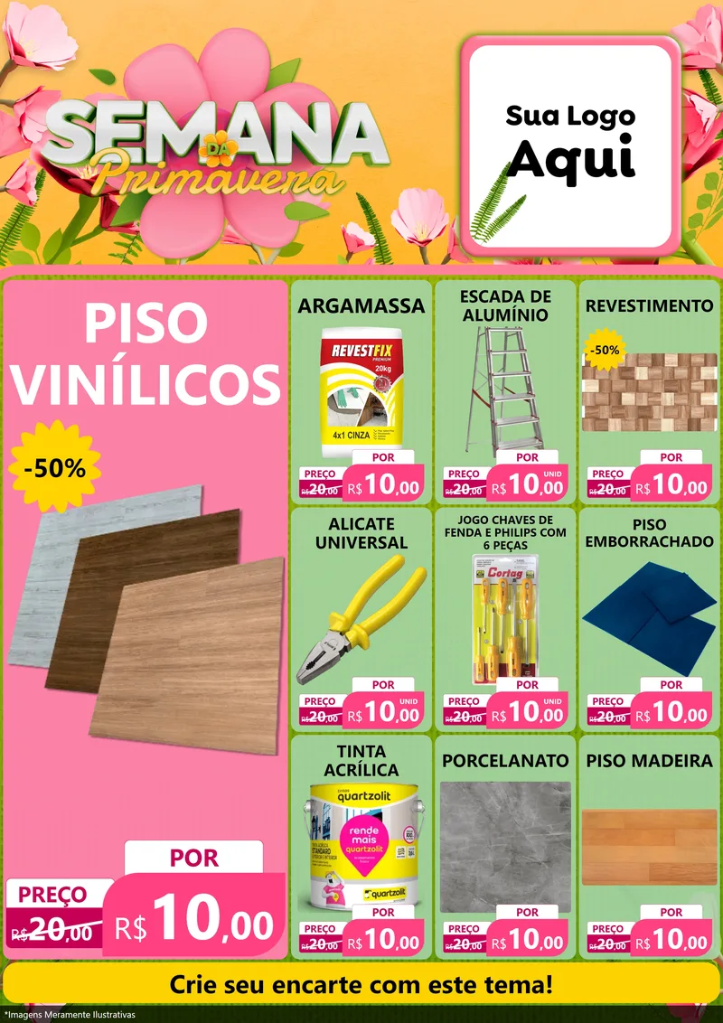 Modelo de Encarte para Encarte A4 Vertical com o tema Semana da Primavera para Material para Construção