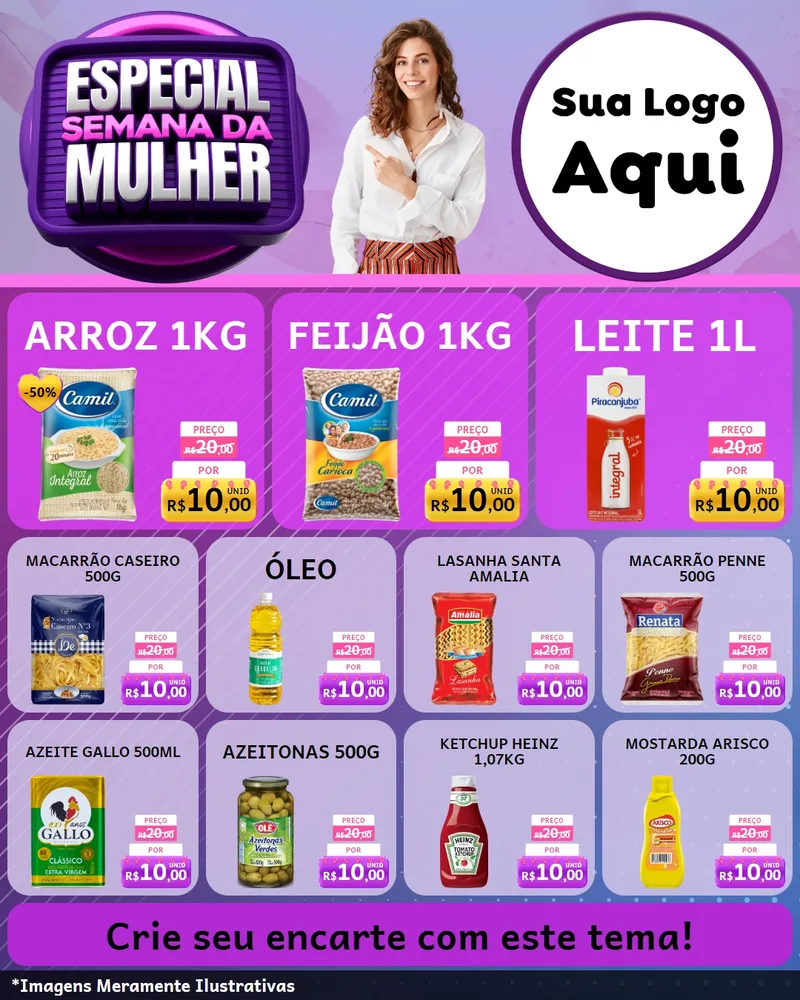 Modelo de Rede Social para Feed Instagram com o tema Especial Semana da Mulher para Supermercado