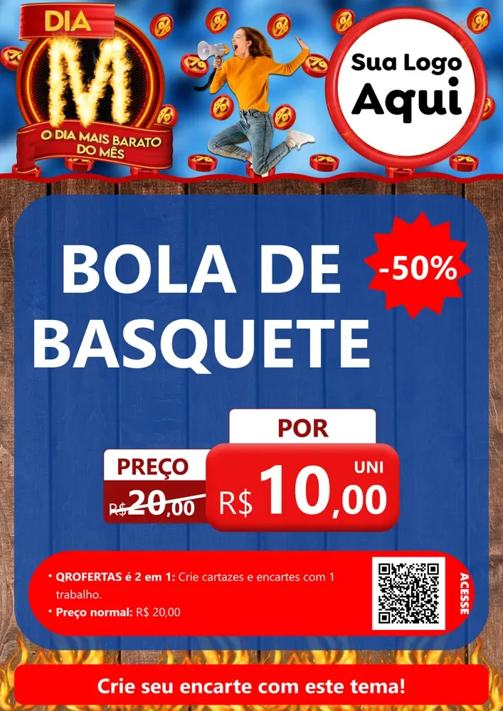 Modelo de Cartaz para Cartaz A4 Vertical com o tema Dia M - O Dia Mais Barato Do Mês para Artigos Esportivos