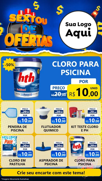 Modelo de Rede Social para Stories com o tema Sextou de Ofertas para Produtos para Piscina