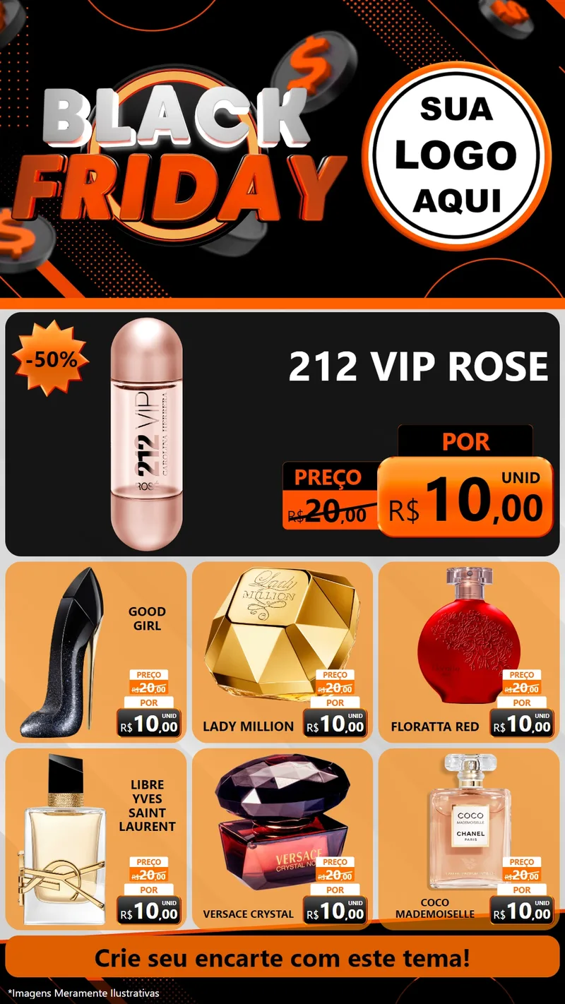 Modelo de Rede Social para Stories com o tema Black Friday para Perfumes