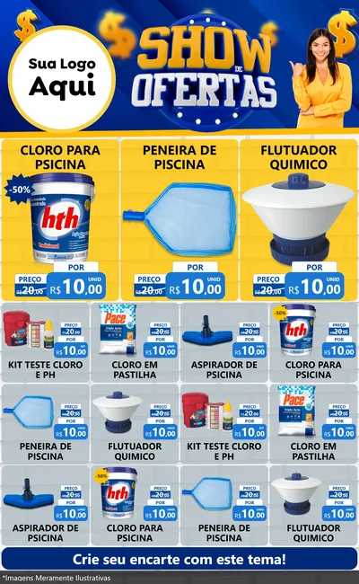 Modelo de Encarte para Encarte Grande com o tema Show de Ofertas para Produtos para Piscina